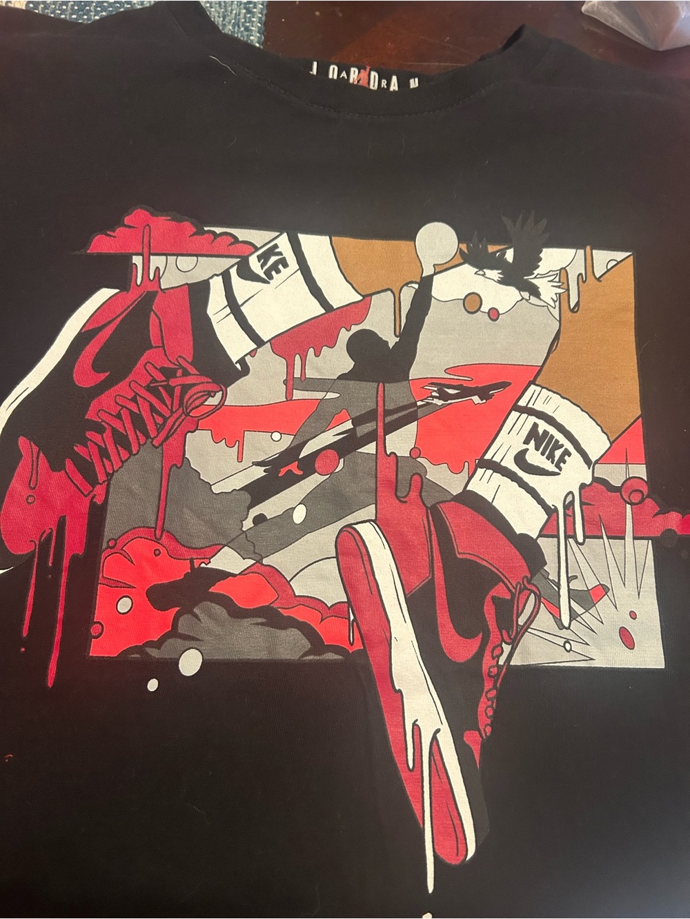 Jordan Black Red and White Sneaker Pop Art Print